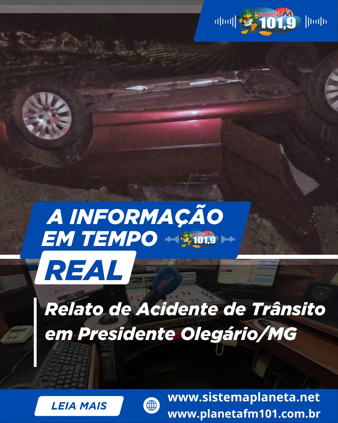 Relato de Acidente de Trânsito em Presidente Olegário/MG