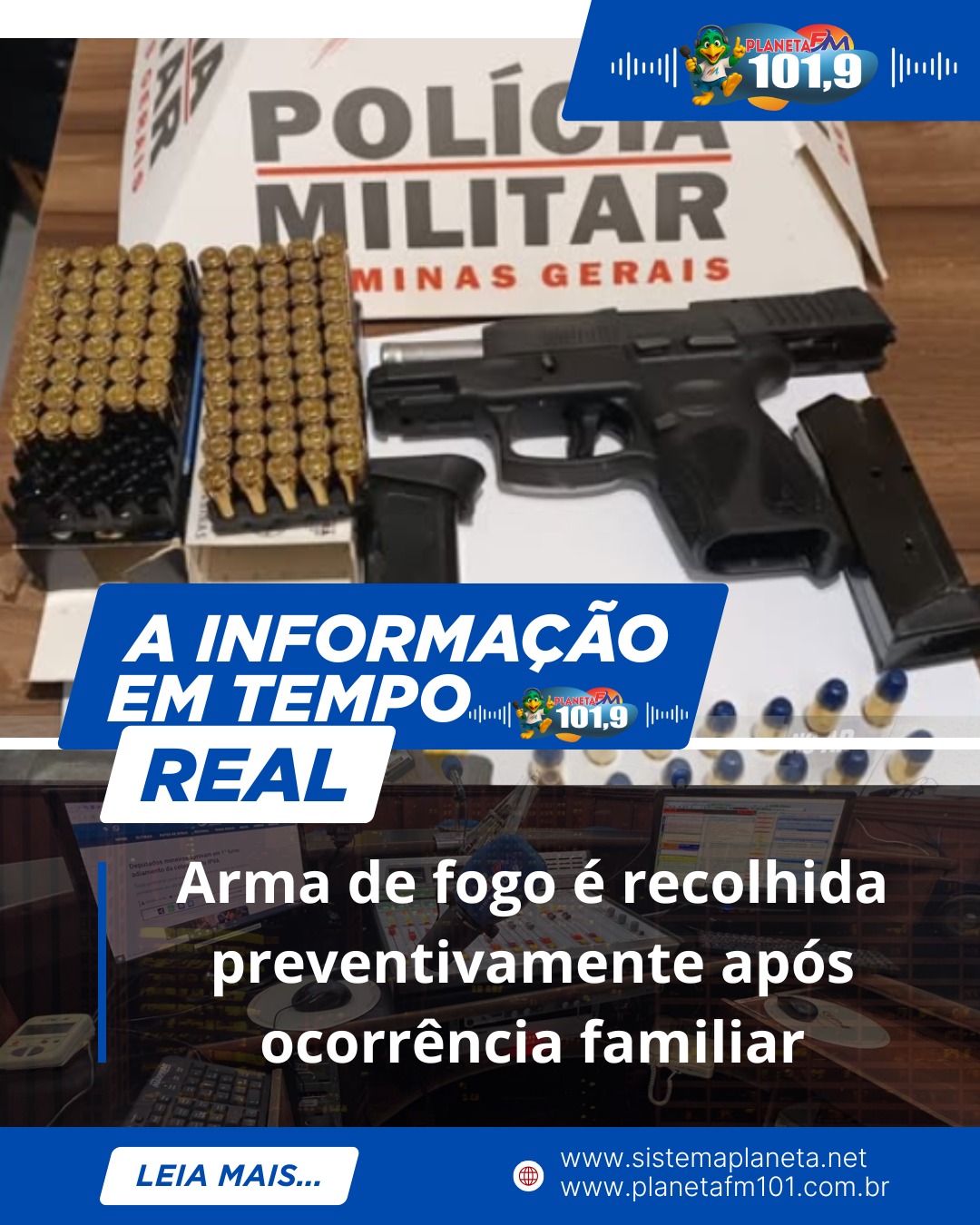 Arma de fogo é recolhida preventivamente após ocorrência familiar