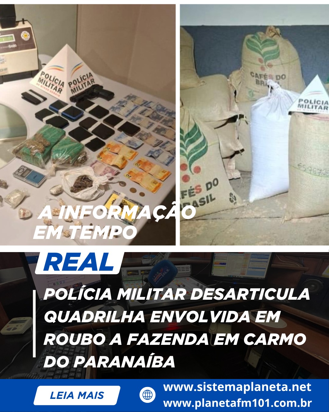 Polícia Militar desarticula quadrilha envolvida em roubo a fazenda de Carmo do Paranaíba