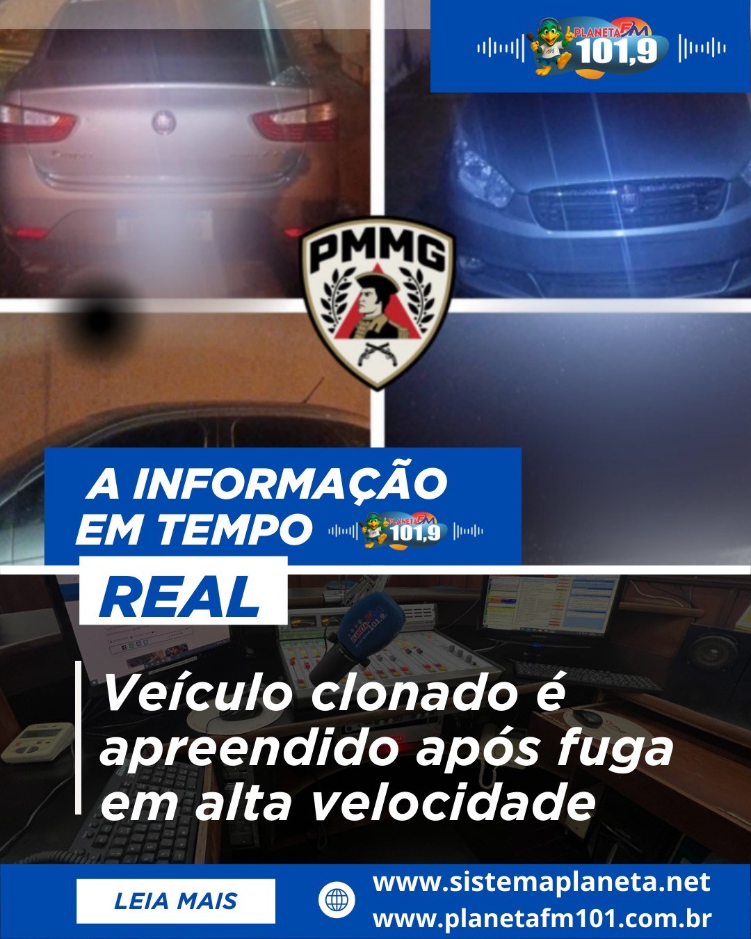 Veículo clonado é apreendido após fuga em alta velocidade