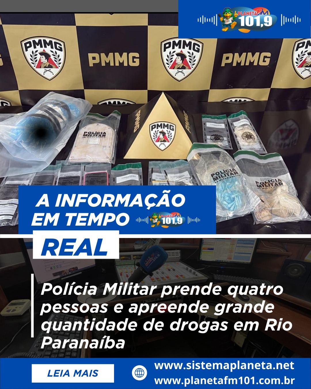 Polícia Militar prende quatro pessoas e apreende grande quantidade de drogas em Rio Paranaíba